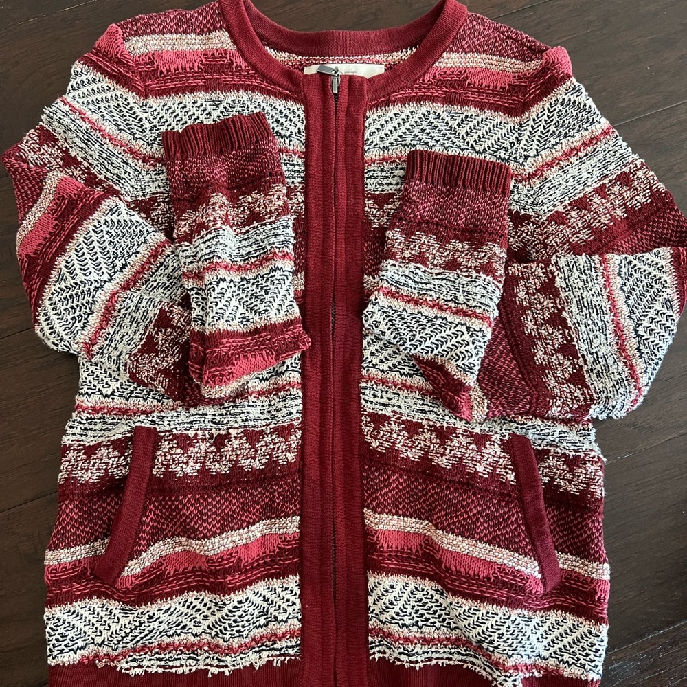 LOFT textured zip sweater jacket